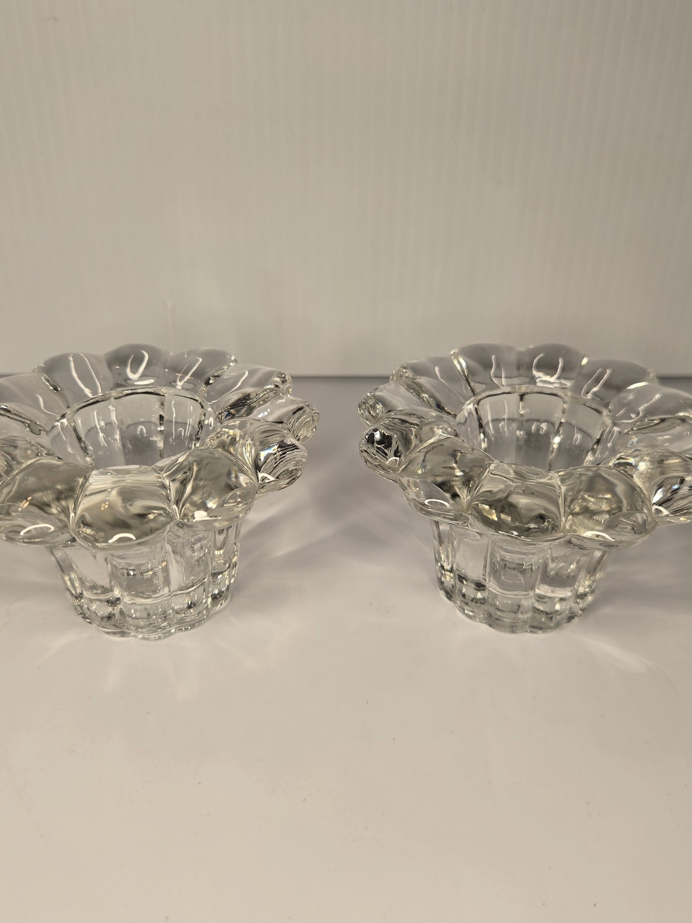 Vintage  INDONESIA Crystal Clear Glass Candle Holders (Pair)